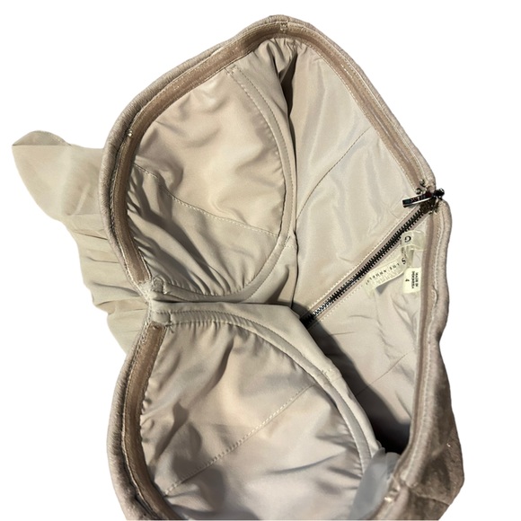 GUESS Light Beige Strapless Lace Peplum Formal Cocktail Mini Dress-Size 4 - Picture 14 of 15